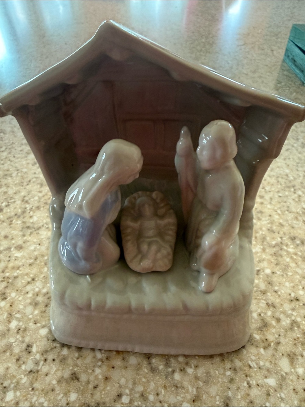 Vintage porcelain nativity scene music box
